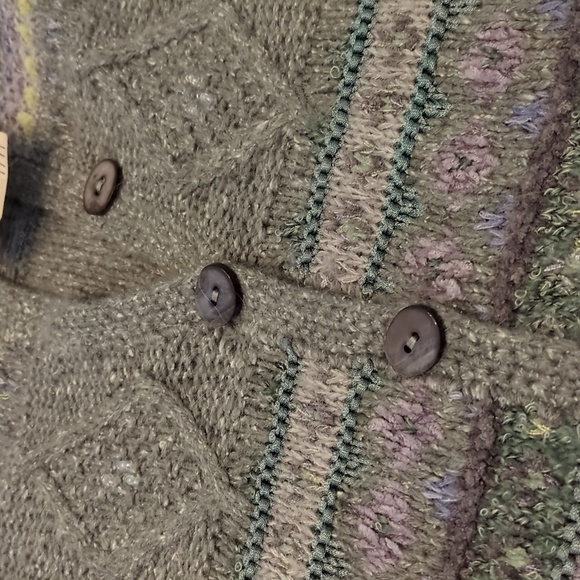 Sigrid Olsen Hand Knitted Silk Mix Button Down Granny'sCore Embellished Cardigan - Picture 9 of 10